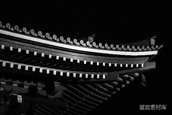 高清摄影 传统的韩式寺庙屋顶在夜晚