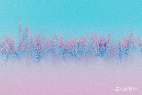 一幅模糊的粉色和蓝色花朵的照片