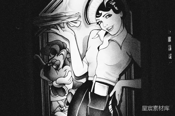 高清摄影 黑白连衣裙的女子插图