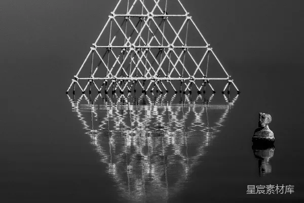高清摄影 一张黑白照片，照片中是一座建筑物，鸟儿栖息在建筑物的顶部。
