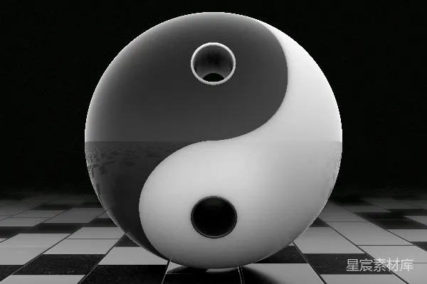 高清摄影 一个三维的阴阳符号。