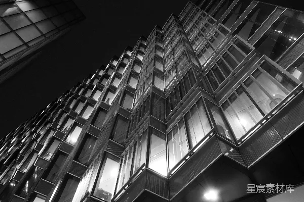 高清摄影 夜晚的黑白建筑