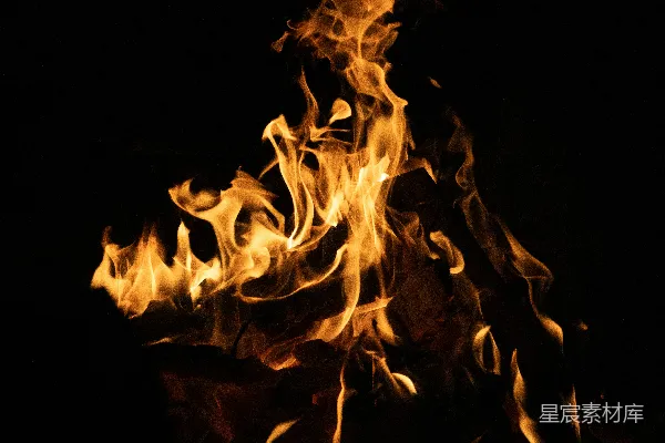 火焰在黑色背景上明亮地舞动。