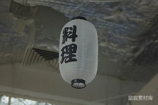 天花板上挂着一只白灯笼