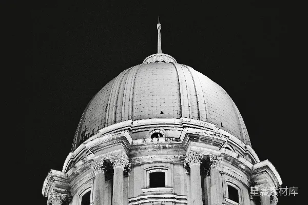 高清摄影 夜晚的白色圆顶建筑
