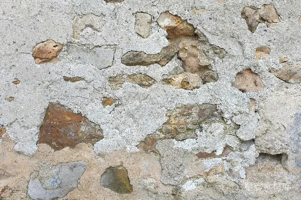 墙上的特写镜头：岩石和水泥