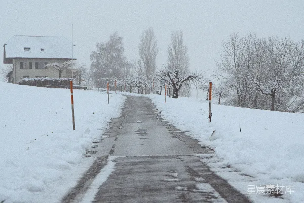 白天覆雪的道路
