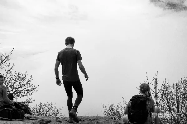 高清摄影 一个男人在光秃秃的树旁行走