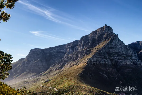 山中一条通往山顶的道路的风景
