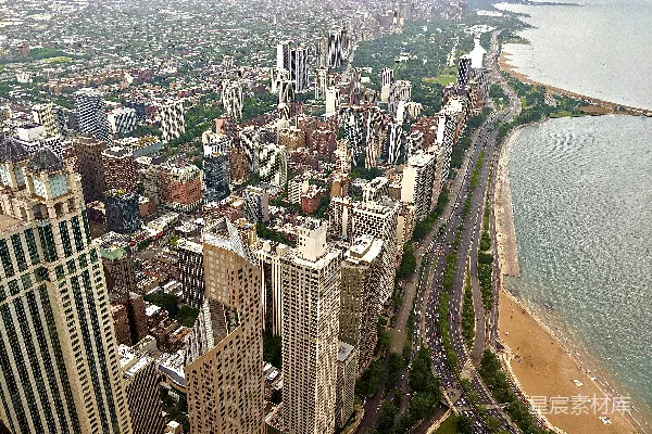 白天城市建筑的空中俯视图