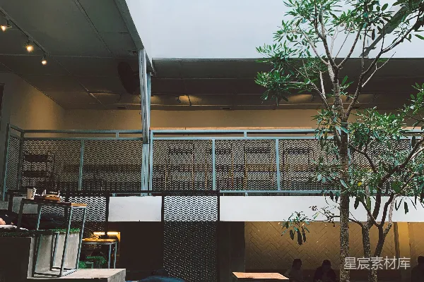 一个房间里有草和树在里面