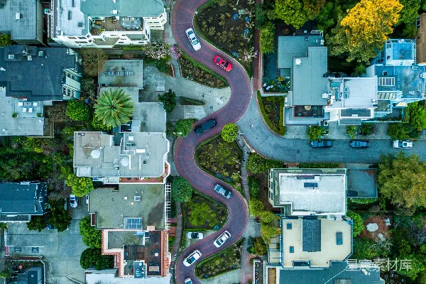 高清摄影 白天的弯曲道路