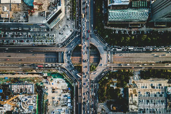 高清摄影 城市繁忙交叉口的空中俯瞰图