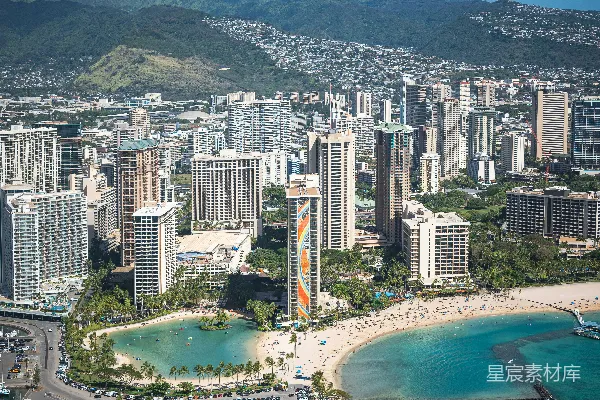 高清摄影 城市和海洋的俯瞰图