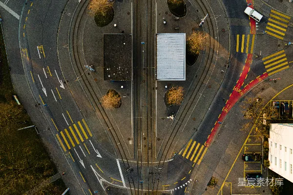高清摄影 白天的城市道路航拍视角