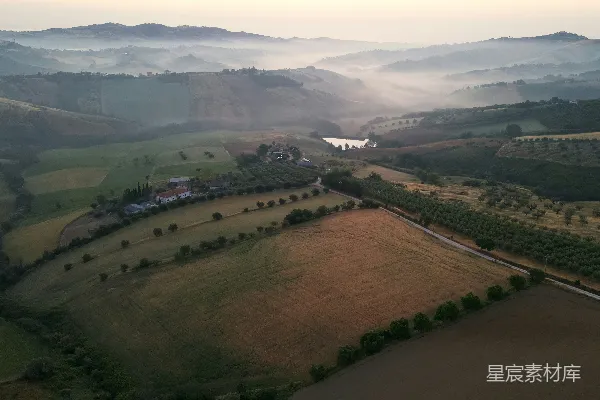 高清摄影 有山丘和树木的景观