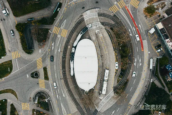 高清摄影 白天的城市道路航拍图