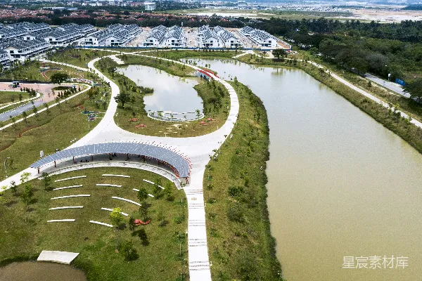 高清摄影 空中俯瞰道路和树木