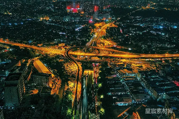 高清摄影 夜间城市航拍延时摄影