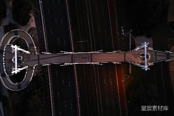 高清摄影 空中俯瞰一条道路和一座钟楼