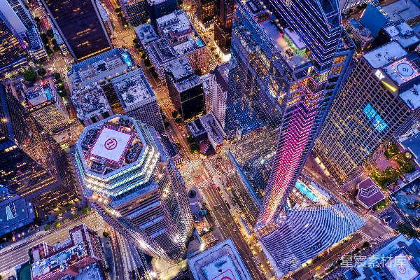 高清摄影 夜间的城市建筑俯瞰图