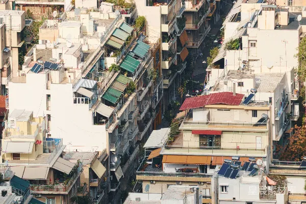 高楼大厦的高角度视角