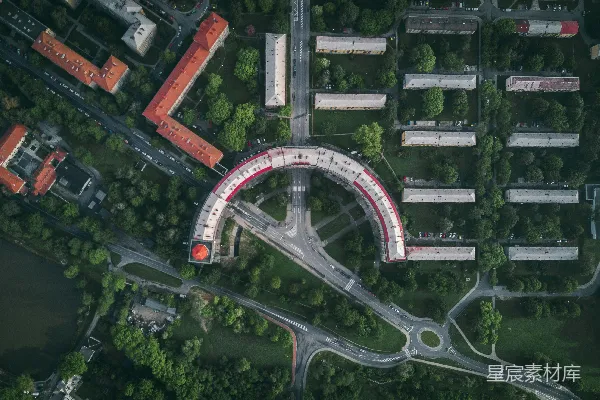 高清摄影 建筑物和树木的俯瞰图