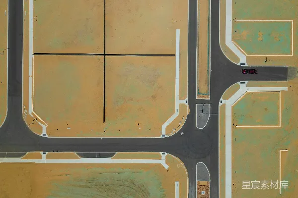 高清摄影 沙漠中的一个十字路口的俯瞰图
