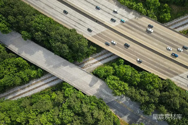 高清摄影 白天的道路空中俯瞰图
