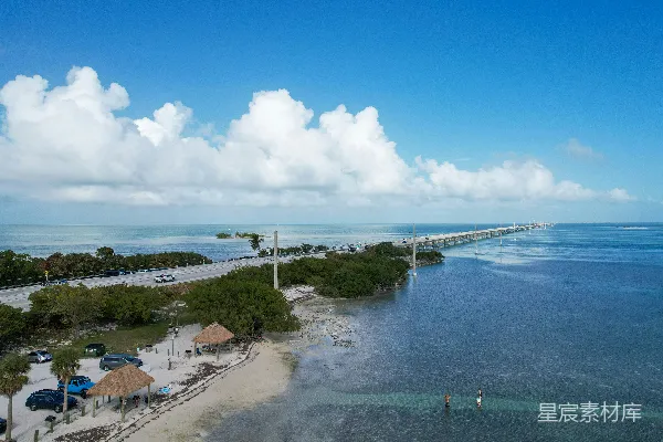 高清摄影 海滩和码头的空中俯瞰图