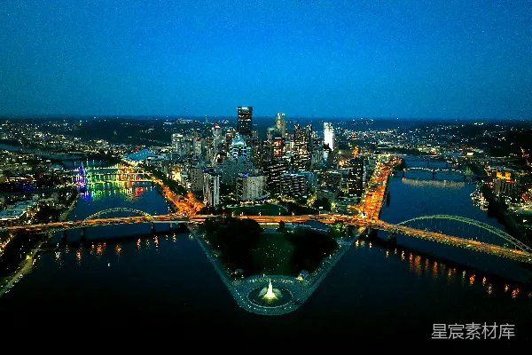 高清摄影 夜晚的城市空中俯瞰图