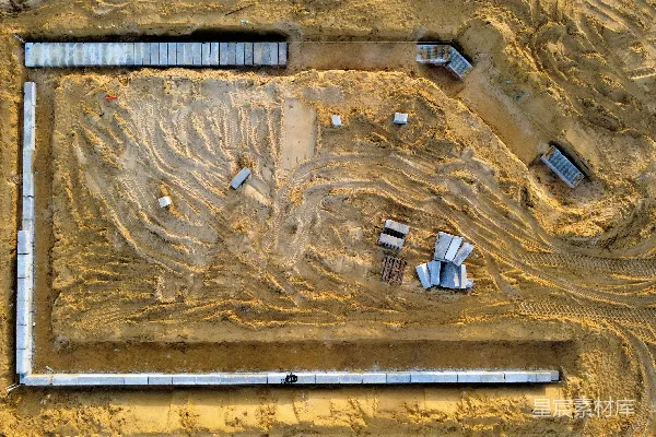 高清摄影 沙漠中建筑工地的俯瞰图