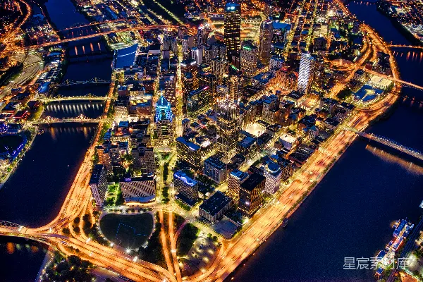 高清摄影 夜间城市建筑的空中俯瞰图