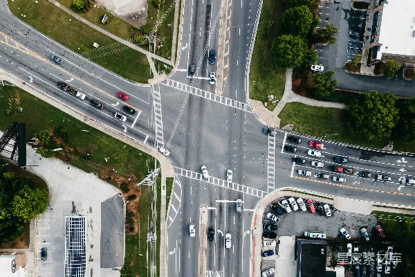 高清摄影 城市繁忙十字路口的空中俯瞰图