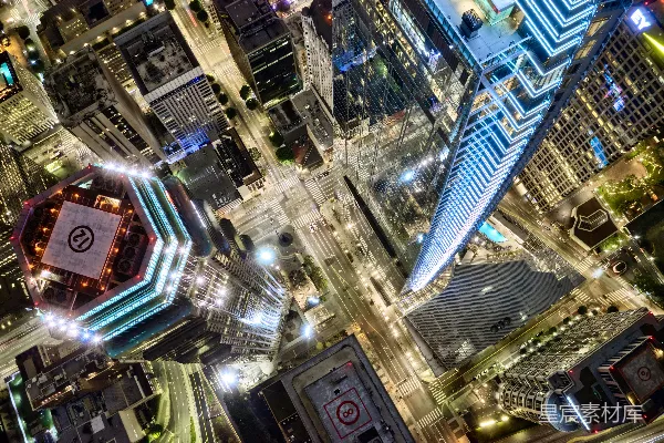 高清摄影 城市建筑物的夜景俯瞰图