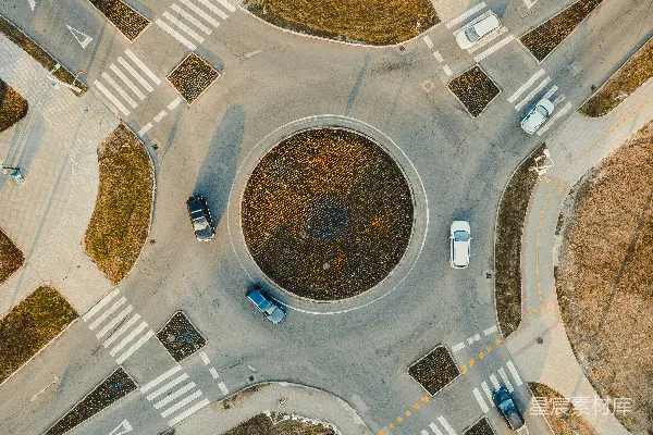 高清摄影 城市十字路口的空中俯瞰图