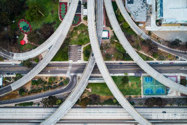 高清摄影 空中俯瞰混凝土道路