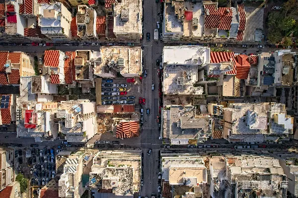 高清摄影 一个有许多建筑物的城市鸟瞰图