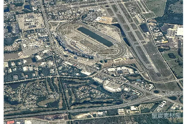 高清摄影 一个机场和跑道的空中俯瞰图