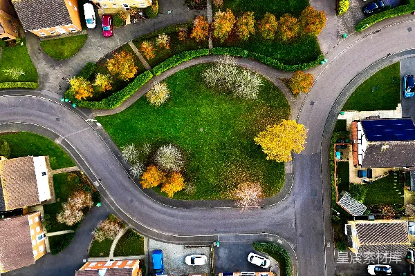 高清摄影 一个街区的街道十字路口的俯瞰图