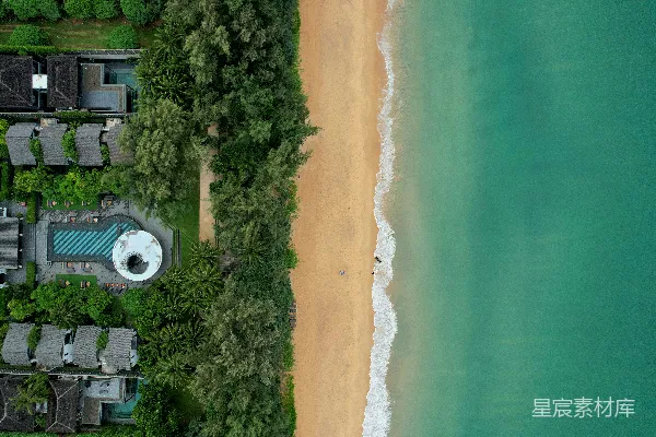 高清摄影 热带海滨度假村的空中俯瞰图