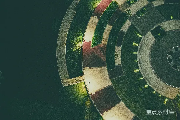 高清摄影 夜间花园的空中俯瞰图
