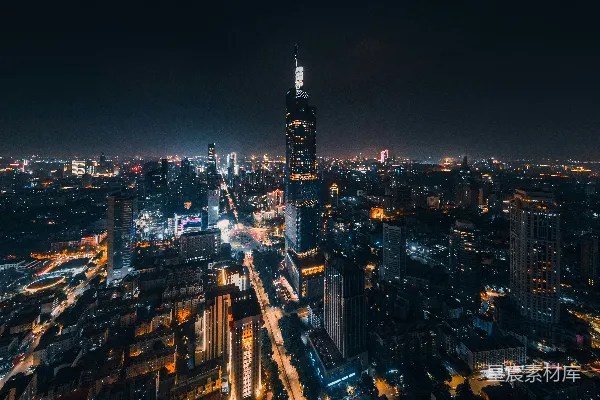 高清摄影 夜间城市建筑的空中俯瞰图