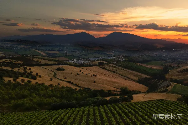 高清摄影 一片有着山丘和树木的风景