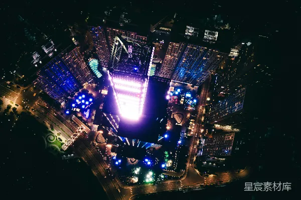 高清摄影 夜间的城市景观俯瞰图