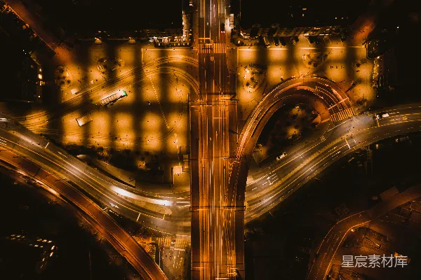 高清摄影 夜间道路上车辆的延时摄影