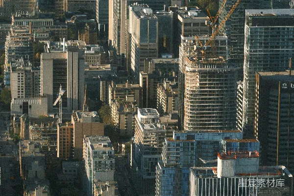 高清摄影 一座城市鸟瞰图，高耸的建筑林立。