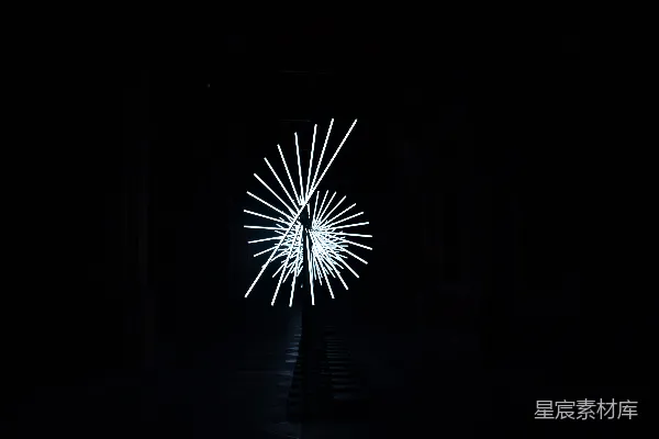 高清摄影 一幅黑白照片，展示了一场烟花表演。