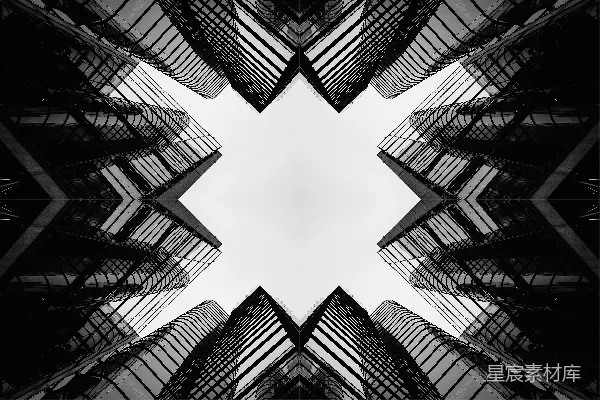 高清摄影 现代建筑的对称抽象图案