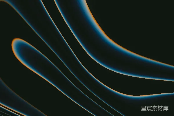 高清摄影 黑色背景上有橙色和蓝色的线条。